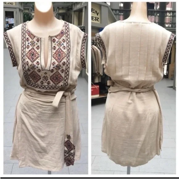 Free People Running Wild Wrap Dress Embroidered Bohemian Extra Small - Picture 4 of 5
